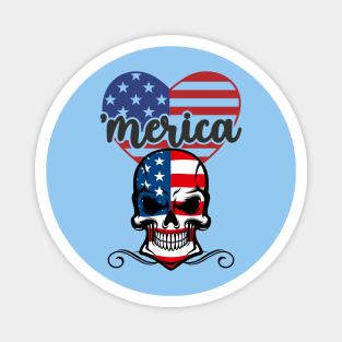 'Merica Skull Magnet